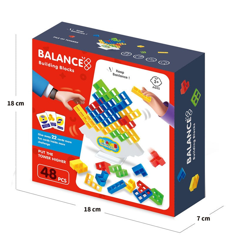 Balance Building Blocks toy set for kids, develops hand-eye coordination and cognitive skills, plastic material, ages 3-6.