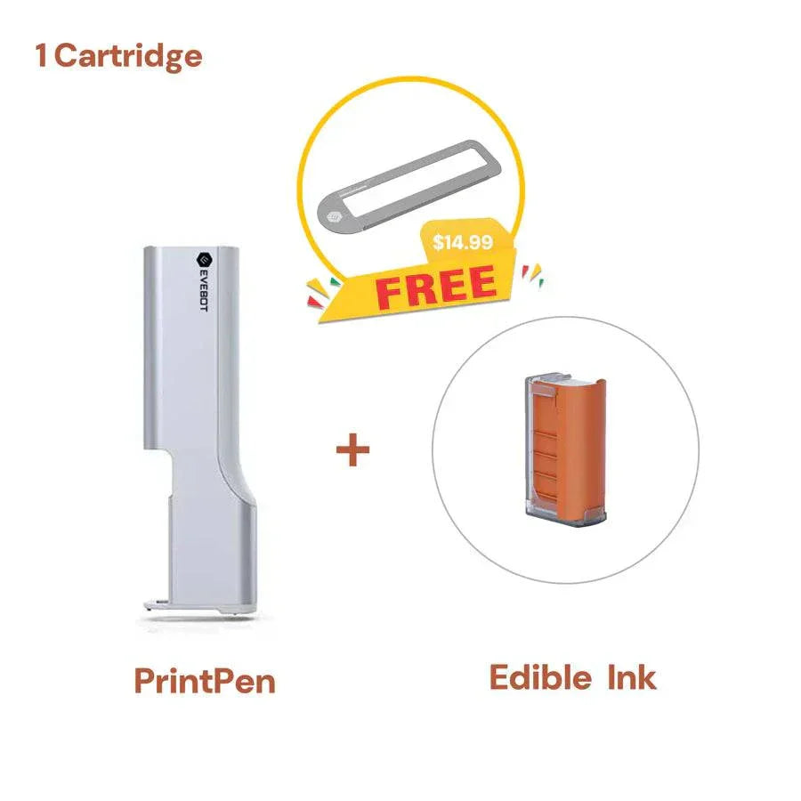 EVEBOT Portable Inkjet PrintPen with edible ink cartridge for food decoration.