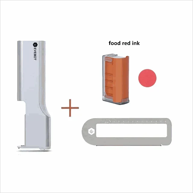 EVEBOT Portable Inkjet PrintPen with food-grade ink and accessories for decorating food surfaces.