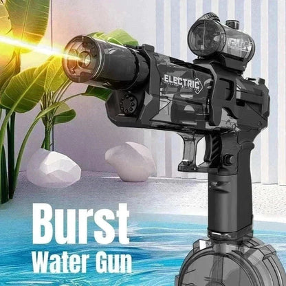 High-pressure electric water gun toy with light signal feature, ideal for pool and garden play.