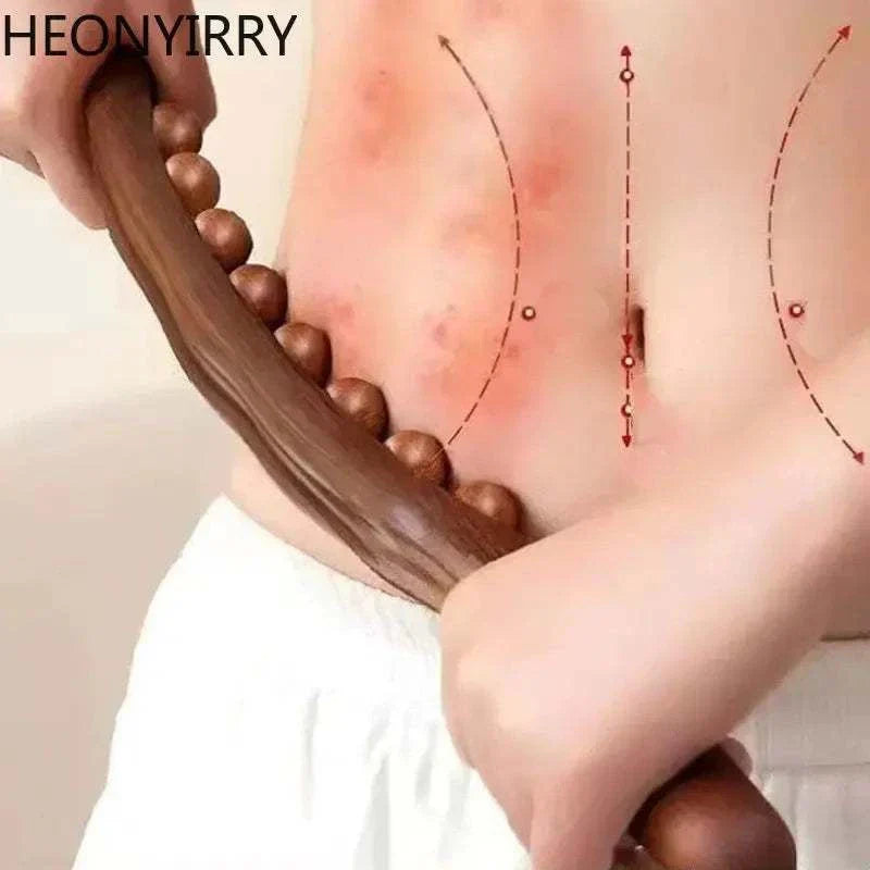 Beech wood Gua Sha stick used for whole body rolling massage therapy.