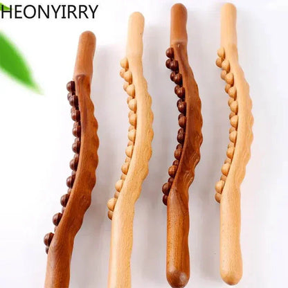 Gua Sha Stick Whole Body Rolling made from natural beech wood, ergonomic design for massage therapy.