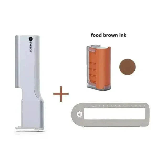 EVEBOT Portable Inkjet PrintPen with food-grade ink cartridge and accessories.