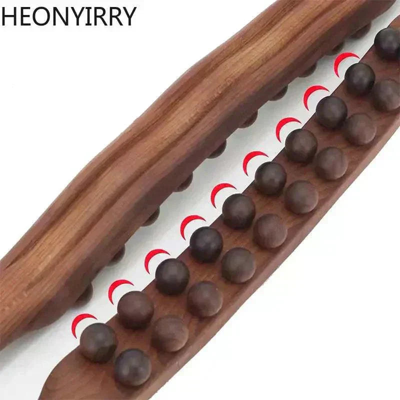 Gua Sha Stick Whole Body Rolling Bar made of natural beech wood with dual-function ergonomic design for massage therapy.