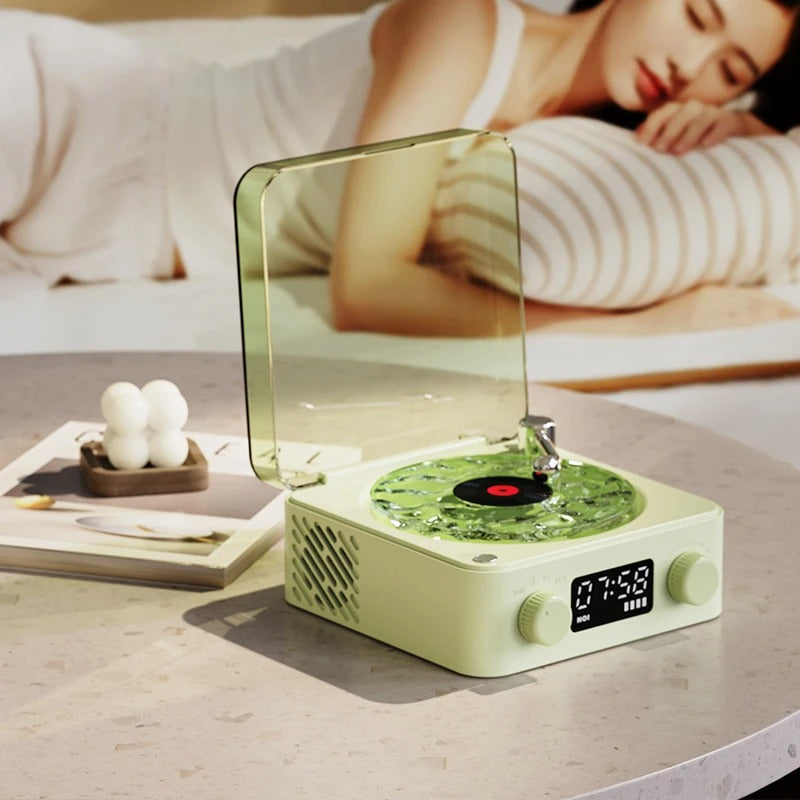 Waves Bluetooth Vintage Player with retro design and modern audio features on a stylish table.